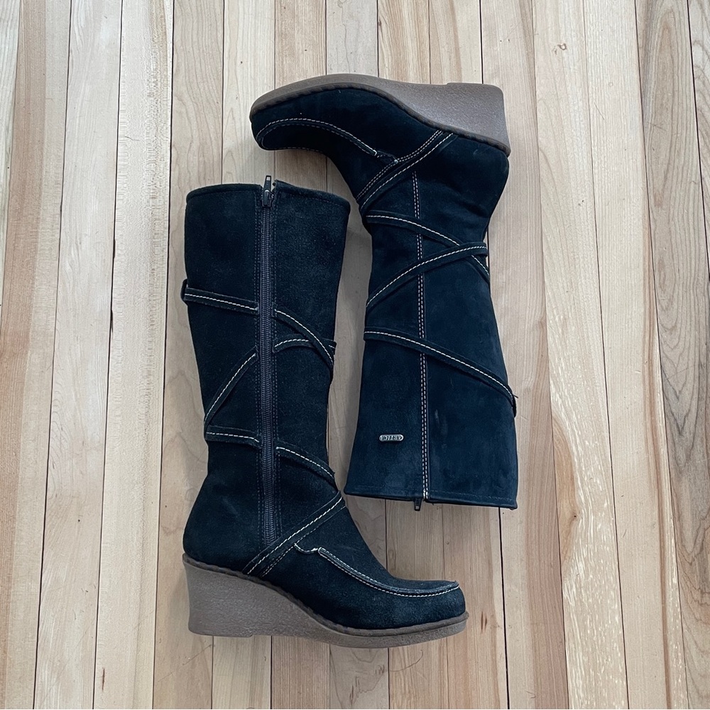 Artica Black Suede Lori Wedge Boots - Size 37